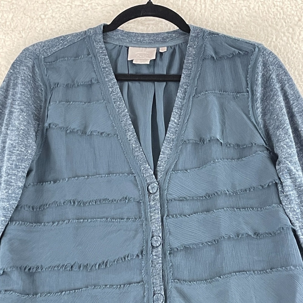 Vanessa Virginia Cardigan Women Medium Blue Button-Front Long Sleeve Lightweight - Picture 3 of 14